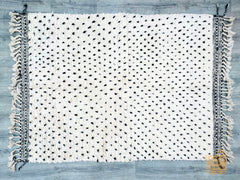 Black Dots White Moroccan Rug, White Beni Ourain Rug, Handwoven Moroccan Rug, Beni Mrirt Rug, Boujaad Rug, White Area Rug, Custom Berber Rug, Area Rug