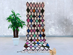 Diamonds Moroccan Azilal Rug - Handmade Multicolored Berber Carpet - Custom Bohemian Area Rug for Home Decor Multicolored
