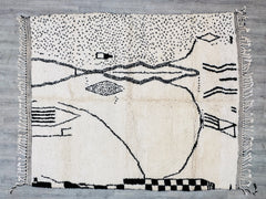 233x288 cm = 7.6 x 9.4 Authentic Moroccan Beni Ourain & Azilal Rugs – Handmade Berber Wool Carpets