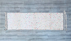 088x289 cm = 2.9 x 9.5 Colorful Dots Handmade Moroccan Beni Ourain Runner Rug – Vintage Berber Carpet