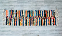 084x287 cm = 2.8 x 9.4 Colorful Boucherouite Moroccan Rug – Authentic Tribal Runner – Handwoven Bohemian Decor