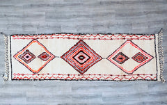 092x311 cm = 3.0 x 10.2 Handmade Moroccan Runner Rug – Vintage Azilal 3x10 Hallway Carpet – Authentic Berber Wool