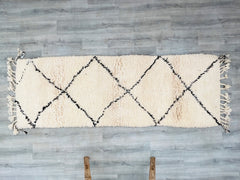089x260 cm = 2.9 x 8.5 Diamond Long Moroccan Wool Runner Rug – Custom Beni Ourain Hallway Carpet