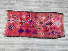 108x227 cm = 3.5 x 7.4 Long Moroccan Berber Runner Rug – Vintage Wool Hallway Carpet