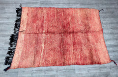 188x268 cm = 6.2 x 8.8 Antique Moroccan Boujad Rug – Vintage Berber Tribal Carpet – Handmade Wool