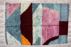 159 x 252 cm = 5.2 x 8.3 ft Colorful Moroccan Handmade Rug, Authentic Berber Rug, Bohemian Wool Rug, Beni ourain style rug, Moroccan area rug, Moroccan Shaggy rug