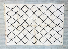 197 x 289 cm = 6.5 x 9.5 ft Diamonds Moroccan Rug - Handmade Berber Carpet, Soft Dots, Minimalist Design, Bohemian Style, Custom Size for Living Rooms