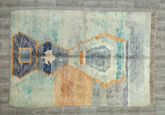 177 x 259 cm = 5.8 x 8.5 ft Colorful Abstract Moroccan Berber Carpet - Handmade Wool Rug, Soft Dots, Minimalist Design, Vintage Style, Perfect for Weddings & Decor