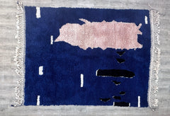 193 x 256 cm = 6.3 x 8.4 ft Abstract Beni ourain rug- Authentic Moroccan Rug- Custom Beni Ourain rug- Beni Rug- Large Moroccan Rug- Blue White Black Rug- Custom rug