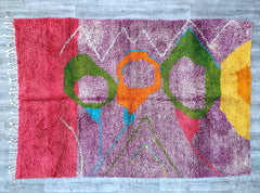 202 x 300 cm = 6.6 x 9.8 ft Colorful BENI OURAIN RUG, Moroccan Shag Rug, Custom Made Wool Rug, Tufted Multicolored Rug, Berber Carpet, Unique Dining Room Rug