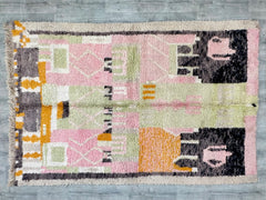 165 x 258 cm = 5.4 x 8.5 ft Colorful Moroccan Handmade rug ,Beni ourain style Morocco wool Berber Rug, modern rug, Hand woven rug, Azilal Berber style - white Rug Morocco