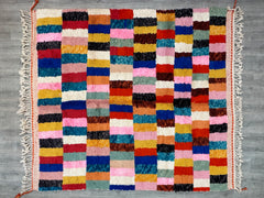 248 x 283 cm = 8.1 x 9.3 ft Colorful Morrocan Rug , Rug for living room , Striped Tufted rugs - Moroccan Rug Handmade , Wool Beni Ourain Rug , berber Rug , Area Rug