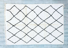 194 x 285 cm = 6.4 x 9.4 ft Diamonds STUNNING BENIOURAIN RUG, Moroccan Rug, Handmade Rug, Unique Rug, Sheep Wool Rug, Abstract Rug, Handwoven Area Rug