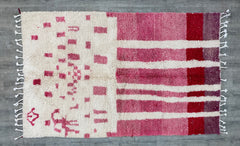 154 x 253 cm = 5.1 x 8.3 ft beniourain azilal rug red - Wool Moroccan Rug - Moroccan Berber Rug - Home Decor Carpet - Red Area Rug - Kitchen Decor Boho