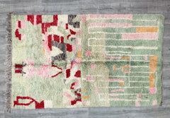 157 x 263 cm = 5.2 x 8.6 ft moroccan wool carpet-artistic wool rug-red beniourain carpet-Red boujaad rug-colorful berber rug-red rug for living room-handmade carpet