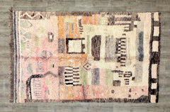 168 x 274 cm = 5.5 x 9.0 ft Bohemian Berber Runner Rug - Handmade Moroccan Wool, Soft Dots, Vintage Style, Custom Size, Ideal for Living Rooms & Weddings