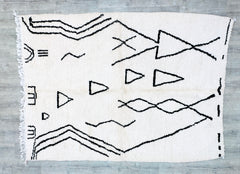 175 x 243 cm = 5.7 x 8.0 ft Tribal Fabulous Beniourain Carpet, Moroccan Rug, Handmade Wool Rug, Area Rug, White And Black Rug, Moroccan Wool Rug, Bohemian Rug