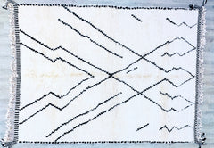 255 x 342 cm = 8.4 x 11.2 ft Tribal Zigzag WHITE BENIOURAIN RUG Boujaad Rug- Amazing Berber Rug- White Rug for Living Room- Custom Area Rug-Handmade Moroccan Rug