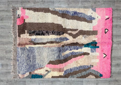 174 x 244 cm = 5.7 x 8.0 ft Colorful Abstract HANDMADE STRIPED RUG, Personalized Moroccan Design, Brown White Berber Rug, Authentic Beni Ourain Area Rug, Decorative Floor Covering