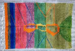 201 x 298 cm = 6.6 x 9.8 ft Colorful Dots rug, Soft Wool Area Rug, Living Room rug, White Beniourain Rug, Beni Ourain rug, Moroccan rug, Vintage Large Rug