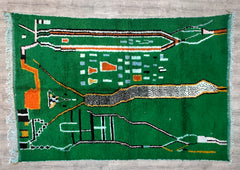 195 x 303 cm = 6.4 x 9.9 ft Tribal Handwoven Moroccan Rug - Berber Minimalist Design, Vintage Style, Custom Size for Living Rooms & Weddings