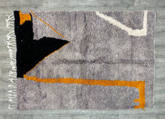 161 x 232 cm = 5.3 x 7.6 ft Colorful Abstract Tapis Mrirt, laine de luxe, tapis berbère, beni ourain, teppich, tapis doux fait main, tapis marocain, beni mrirt, laine naturelle