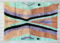 146 x 190 cm = 4.8 x 6.2 ft Colorful Gorgeous Beni Ourain Rug- Amazing Multicolored Rug- Emerald Green Rug- woven rug-colorful rug- Beniourain Carpet- Unique Geometric Rug