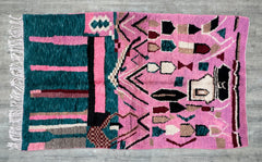 151 x 245 cm = 5.0 x 8.0 ft Moroccan Berber Rug Runner - Handwoven Minimalist Design, Soft Dots, Vintage Aesthetic, Perfect for Weddings & Home Decor