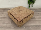 Moroccan Boho Floor Cushion Cover - Vintage Kilim Pillow, Outdoor Pouf for Patio, Handmade Bohemian Decor, Moroccan Pouf Ottoman