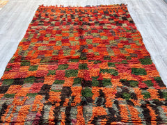 158x255 cm = 5.2 x 8.4 Handmade Moroccan Berber Rug – Vintage Azilal Wool Carpet – Geometric Tribal Design