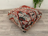 Moroccan Wool Floor Cushion – Handmade Kilim Pillow Cover for Boho Style