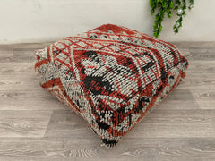 Moroccan Wool Floor Cushion – Handmade Kilim Pillow Cover for Boho Style