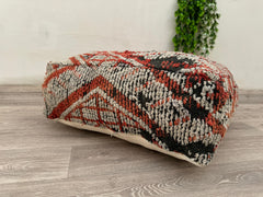 Moroccan Wool Floor Cushion – Handmade Kilim Pillow Cover for Boho Style