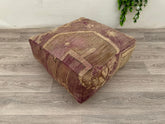 Boho Moroccan Wool Pouf – Handmade Floor Cushion & Kilim Pillow Cover