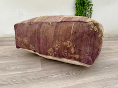 Boho Moroccan Wool Pouf – Handmade Floor Cushion & Kilim Pillow Cover