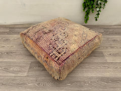Vintage Moroccan Wool Pouf – Handmade Floor Cushion & Kilim Pillow Cover