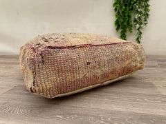 Vintage Moroccan Wool Pouf – Handmade Floor Cushion & Kilim Pillow Cover