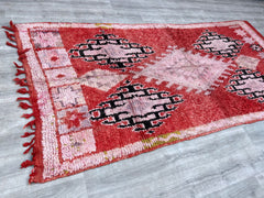 150x330 cm = 4.9 x 10.8 Antique Moroccan Berber Rug – Handmade Wool Carpet – Vintage Boujaad Tribal Design