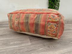 Handmade Moroccan Floor Cushion – Wool Kilim Pillow Cover for Boho Style