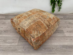 Vintage Moroccan Floor Cushion – Wool Kilim Pillow Cover for Boho Decor