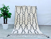173 x 254 cm = 5.7 x 8.3 FT Zigzag Amazing Moroccan Black White Rug – Handmade Berber Rug, Authentic Moroccan Rug, Bohemian Style Living Room Rug