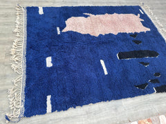 193 x 256 cm = 6.3 x 8.4 ft Abstract Beni ourain rug- Authentic Moroccan Rug- Custom Beni Ourain rug- Beni Rug- Large Moroccan Rug- Blue White Black Rug- Custom rug