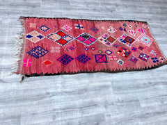 108x227 cm = 3.5 x 7.4 Long Moroccan Berber Runner Rug – Vintage Wool Hallway Carpet