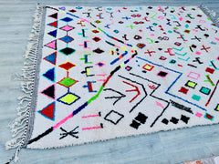 235 x 310 cm = 7.7 x 10.2 ft Colorful Tribal UNIQUE BENIOURAIN CARPET, Handmade Rug, Moroccan Rug, Soft Tufted Rug, Beniourain Sheep Wool Rug, Handwoven Area Rug