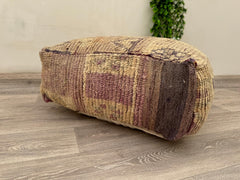 Vintage Moroccan Wool Pouf – Handmade Floor Cushion & Kilim Pillow Cover
