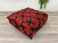 Handmade Moroccan Floor Cushion – Wool Kilim Pillow Cover for Boho Style