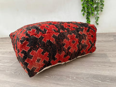 Handmade Moroccan Floor Cushion – Wool Kilim Pillow Cover for Boho Style