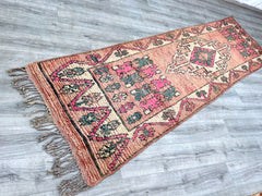 097x336 cm = 3.2 x 11.0 Antique Boujaad Moroccan Runner Rug – Handwoven Tribal Carpet