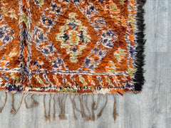 187x328 cm = 6.1 x 10.8 Vintage Moroccan Berber Rugs – Handwoven Orange & Red Boho Carpets