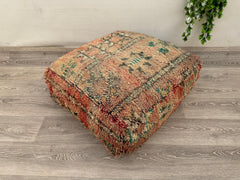 Moroccan Wool Floor Cushion – Handmade Kilim Pillow Cover for Boho Style